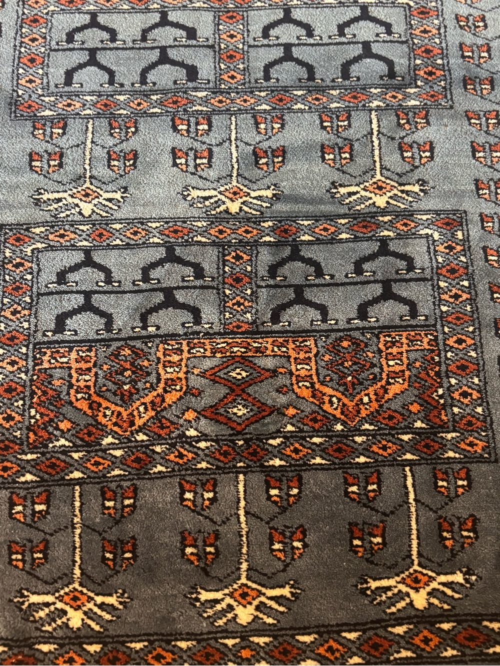 Hand Knotted Wool Area Rug Bokhara Blue Grey 2x3 Fringe Parda Style Traditional - Picture 3 of 9